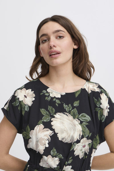 Mjoella O-neck kjóll - Roses