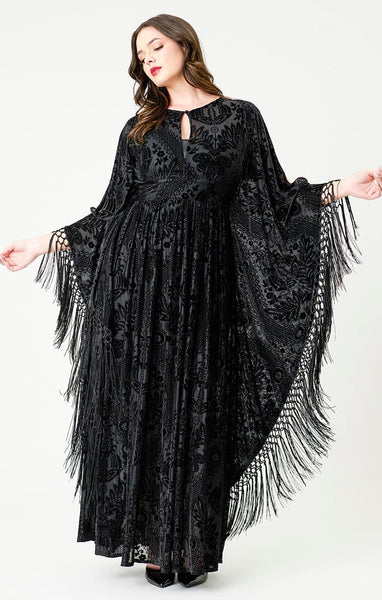 Fringe Kaftan kjóll - Svartur