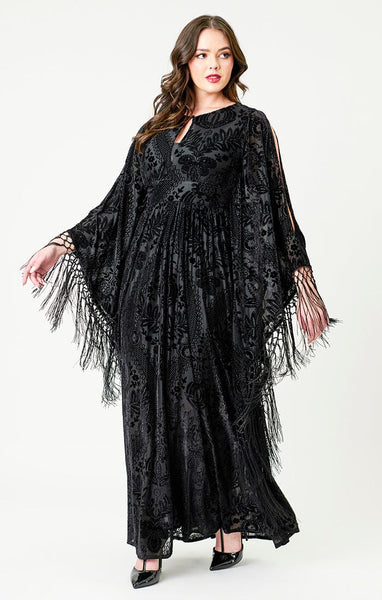 Fringe Kaftan kjóll - Svartur