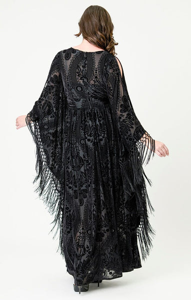 Fringe Kaftan kjóll - Svartur