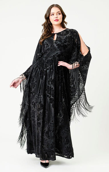 Fringe Kaftan kjóll - Svartur