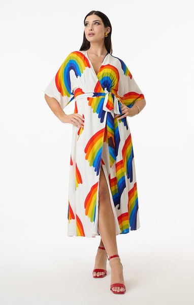 Rainbow wrap kjóll