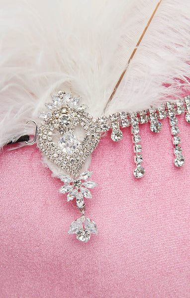 Rhinestone ennisband með fjöður