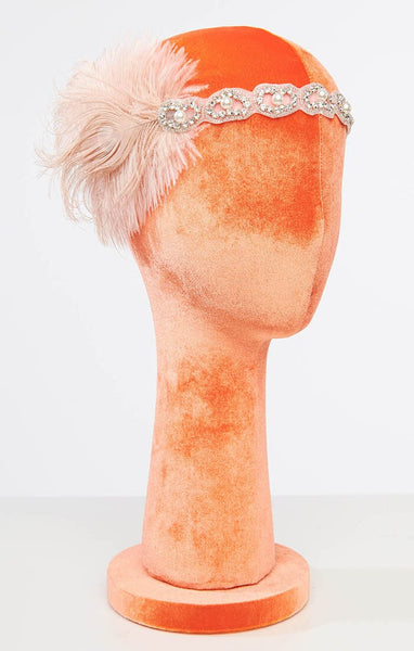 Peach ennisband með steinum