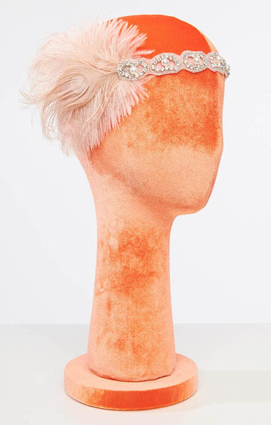 Peach ennisband með steinum