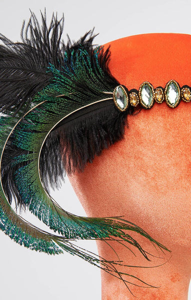 Stoned ennisband með peacock fjöður