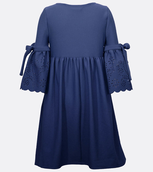 Barnakjóll dökkblár með hálsmeni