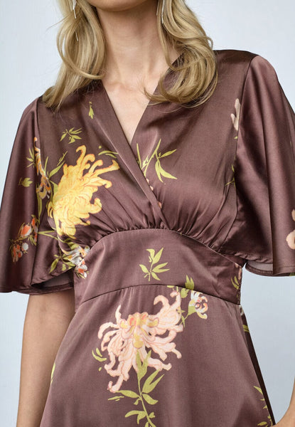 Gisella kjóll - Floral Brown