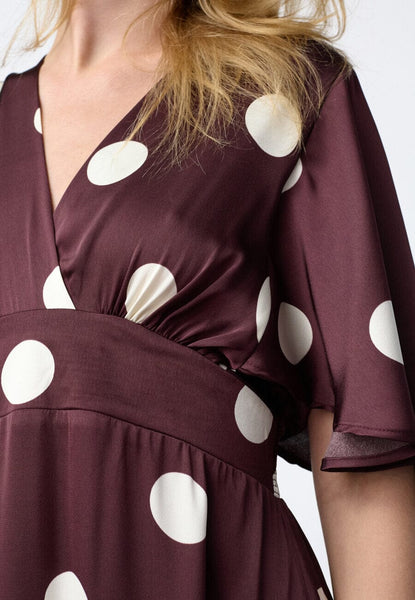 Gisella kjóll - Bordeaux dots