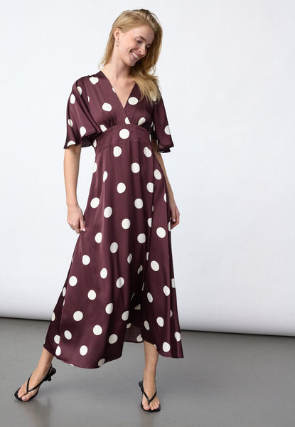Gisella kjóll - Bordeaux dots