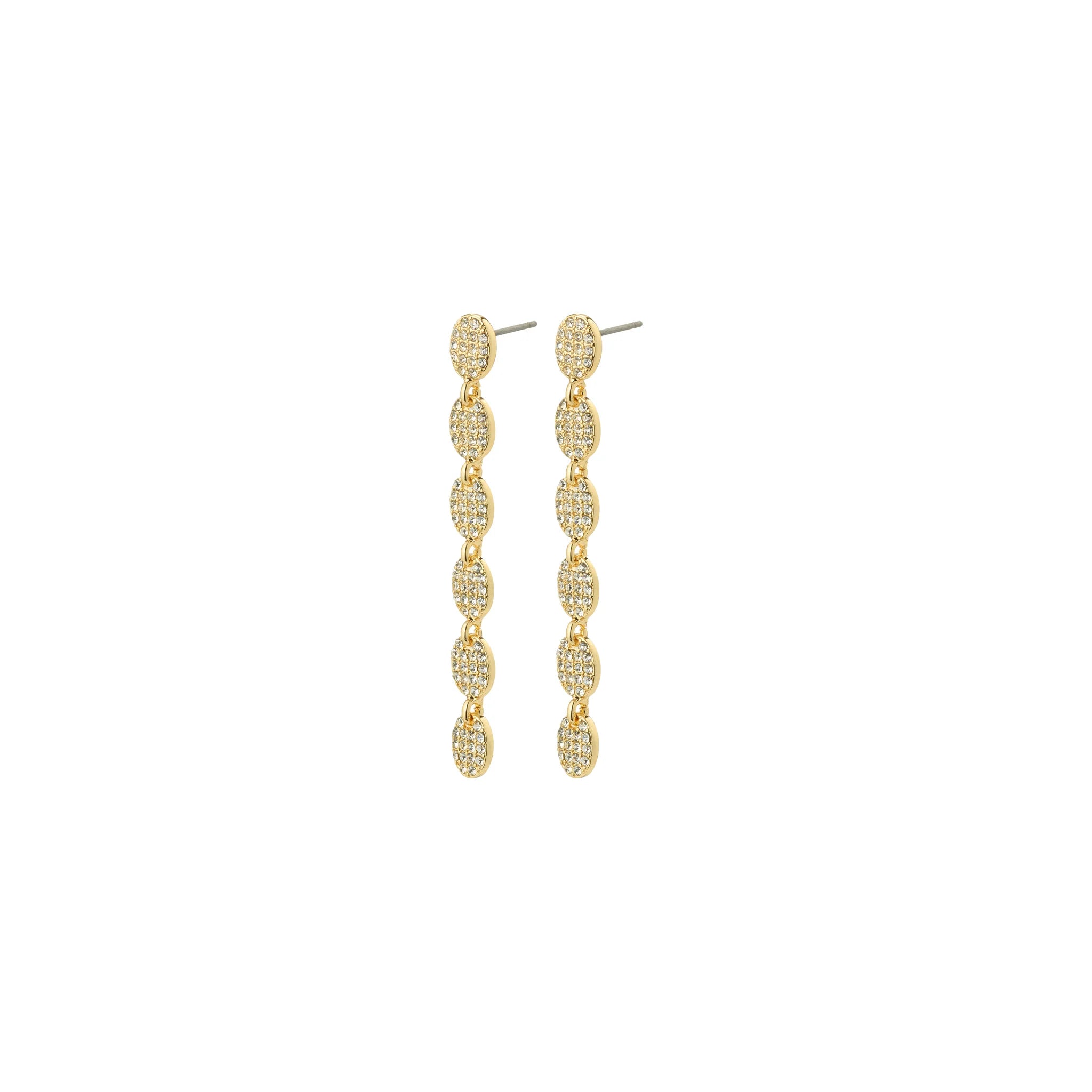 BEAT recycled crystal long eyrnalokkar - gylltir