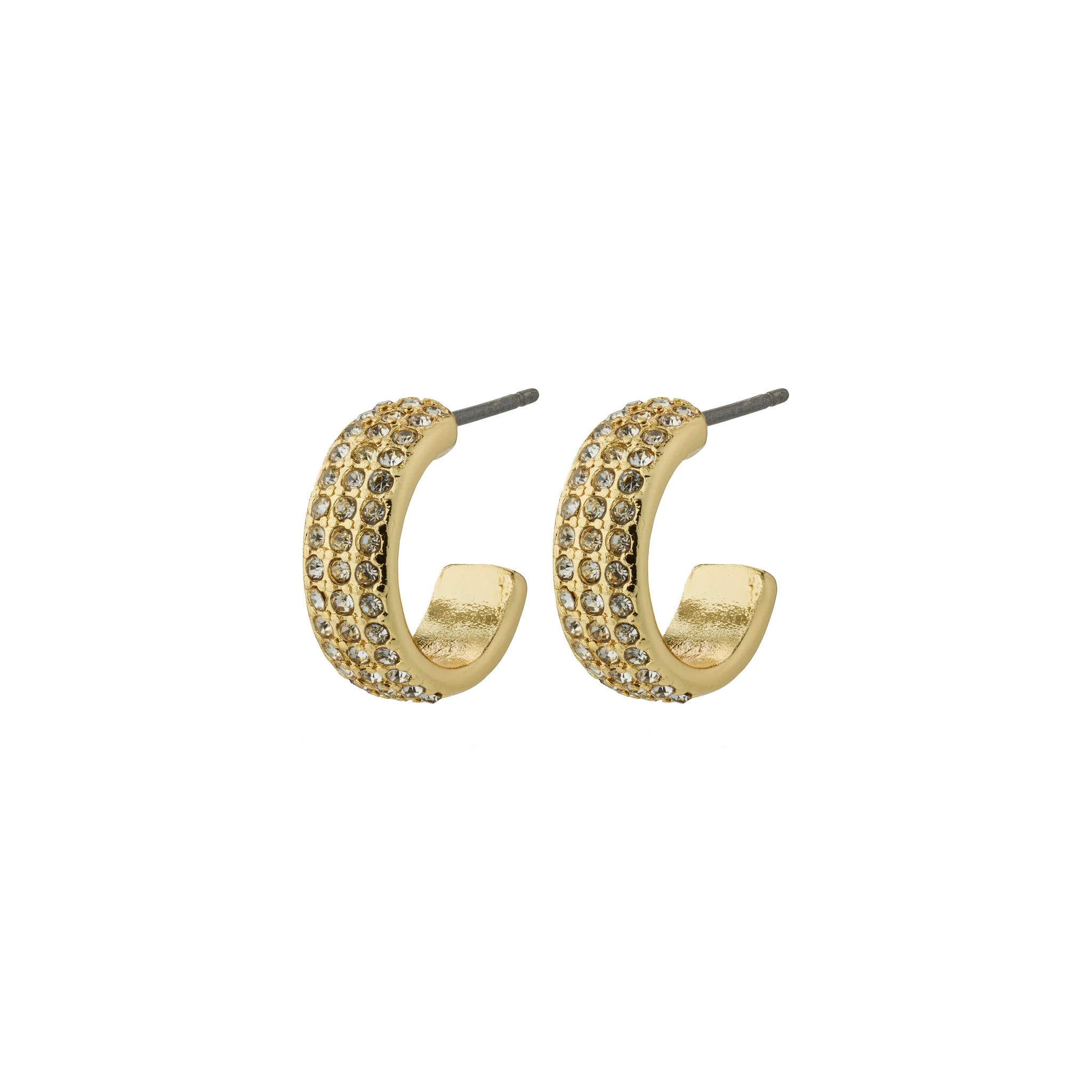 MATYLDA recycled crystal hoop eyrnalokkar - gylltir