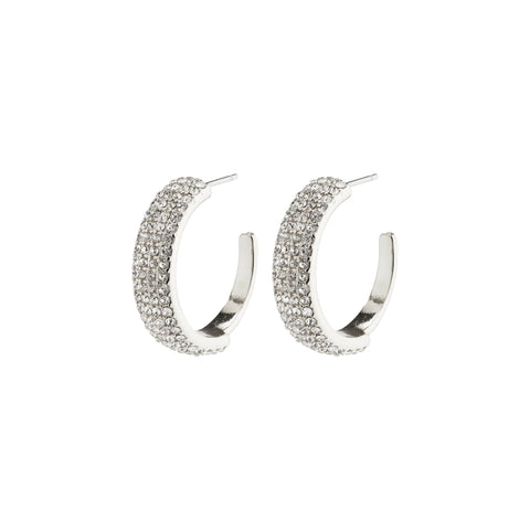 Aspen recycled crystal hoop eyrnalokkar - silfraðir