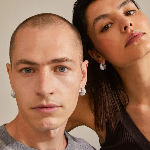 Naomi crystal hoops -silfraðir