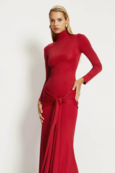 Alix Tie kjóll - Burgndy