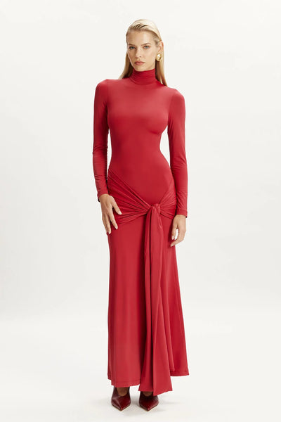 Alix Tie kjóll - Burgndy