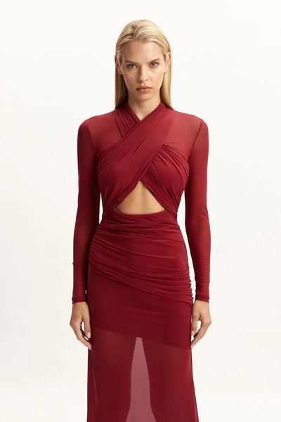 Veria Mesh kjóll - Burgundy