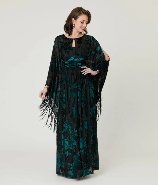 Fringe Kaftan kjóll - Teal