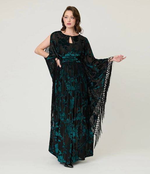 Fringe Kaftan kjóll - Teal