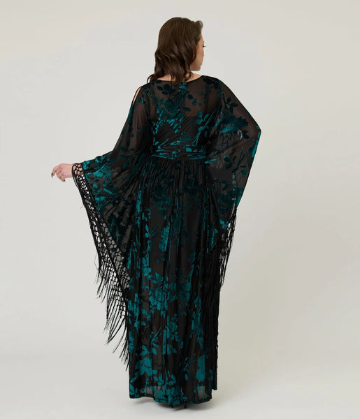 Fringe Kaftan kjóll - Teal