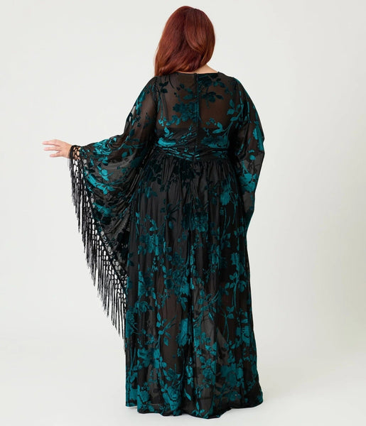 Fringe Kaftan kjóll - Teal