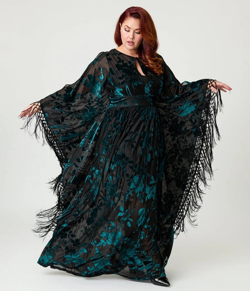 Fringe Kaftan kjóll - Teal