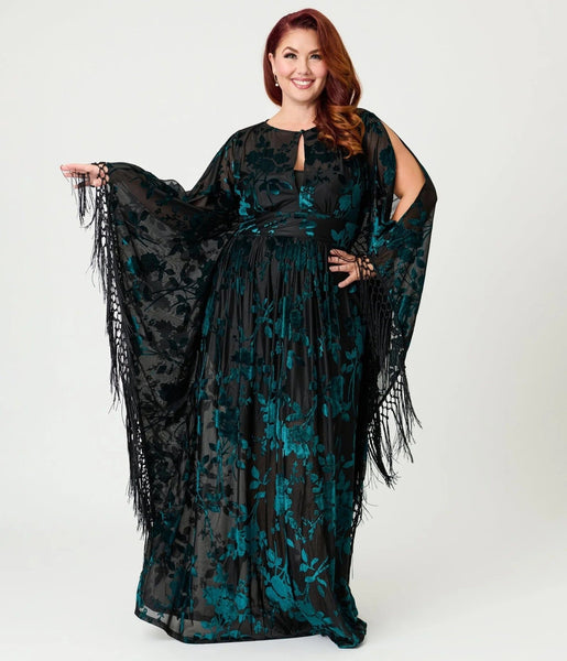 Fringe Kaftan kjóll - Teal