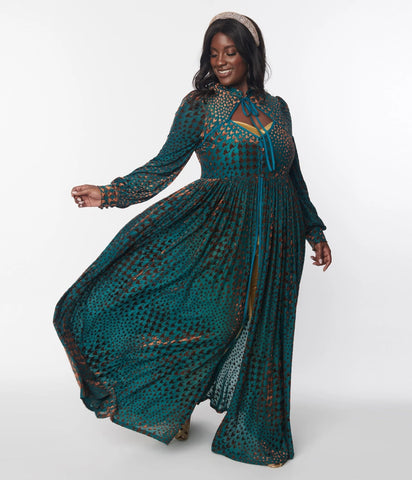Teal Houndstooth duster