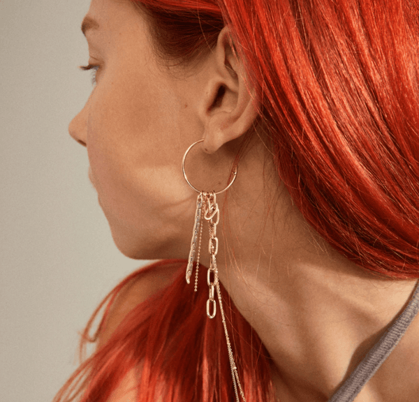 Hopeful Chain Fringe Hoop Gold