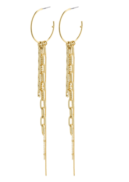 Hopeful Chain Fringe Hoop Gold