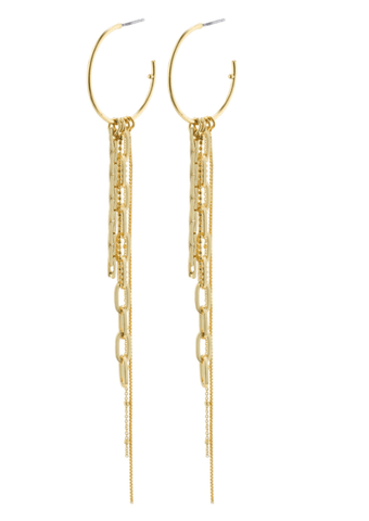 Hopeful Chain Fringe Hoop Gold