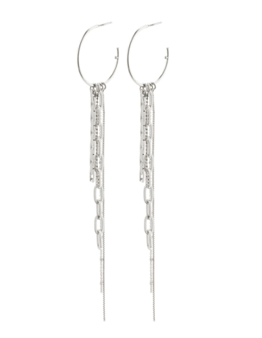 Hopeful Chain Fringe Hoop Silver