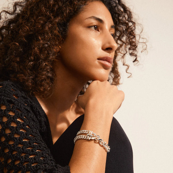 FRIENDS chunky chain Armband Silfrað