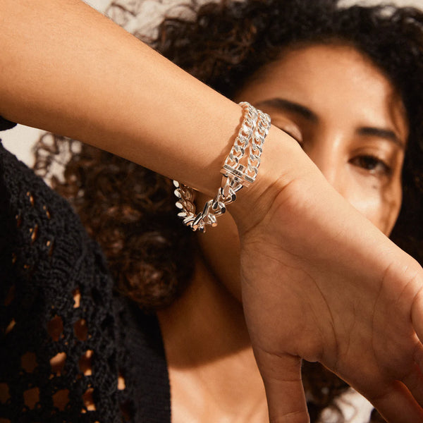 FRIENDS chunky chain Armband Silfrað