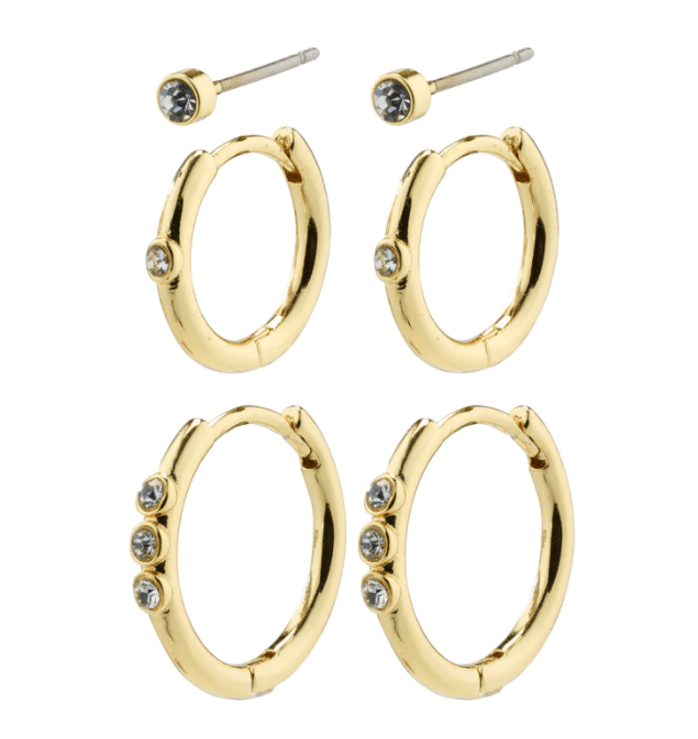 Ecstatic 3in1 set Crystal Gold earrings