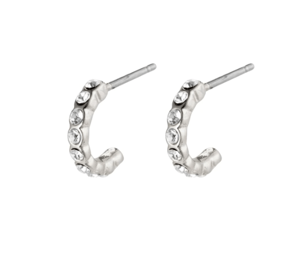 Brigietta Crystal Half Hoops Silver Earrings Gold