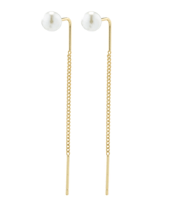 Elba Long Chain Pearl Earrings Gold