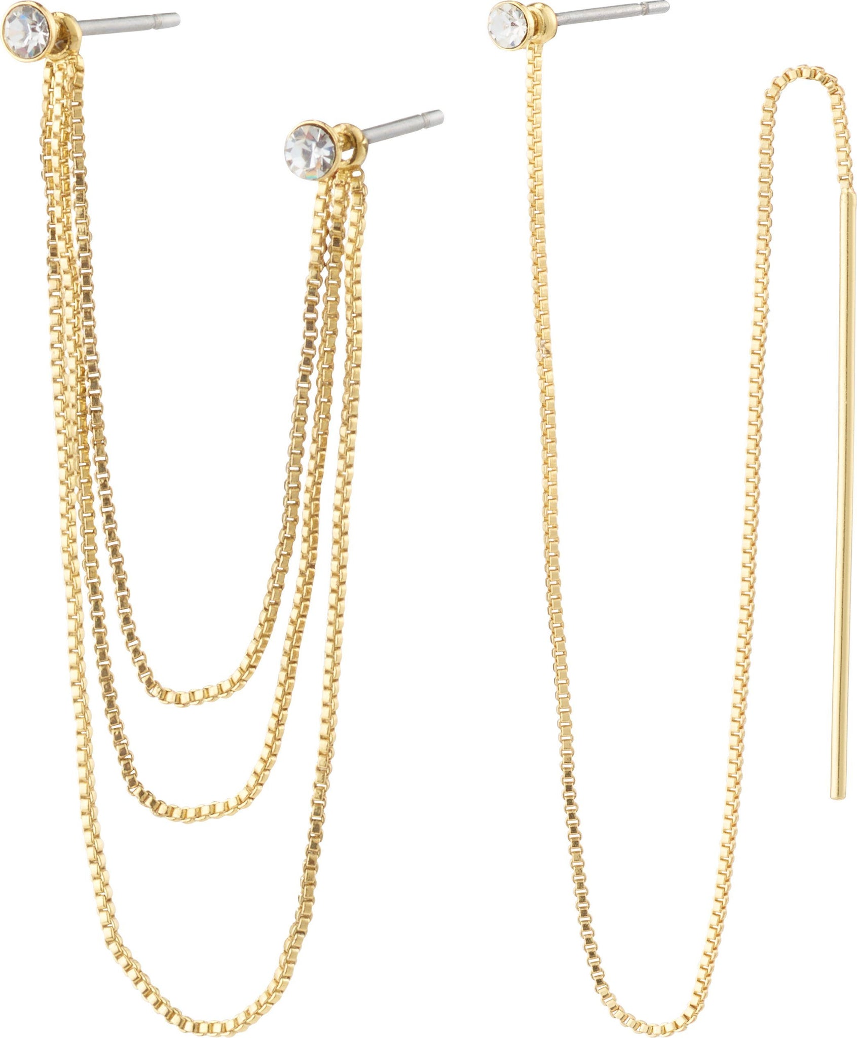 Kalinda Kristal Chain Gold eyrnalokkar