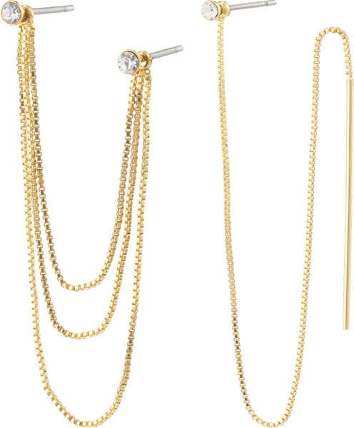 Kalinda Kristal Chain Gold eyrnalokkar