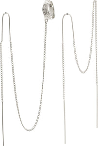 Aida Asymmetric Long Chain earrings Silver