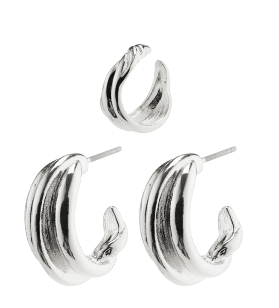 Amanda Hoop & Cuff Set earrings Silver