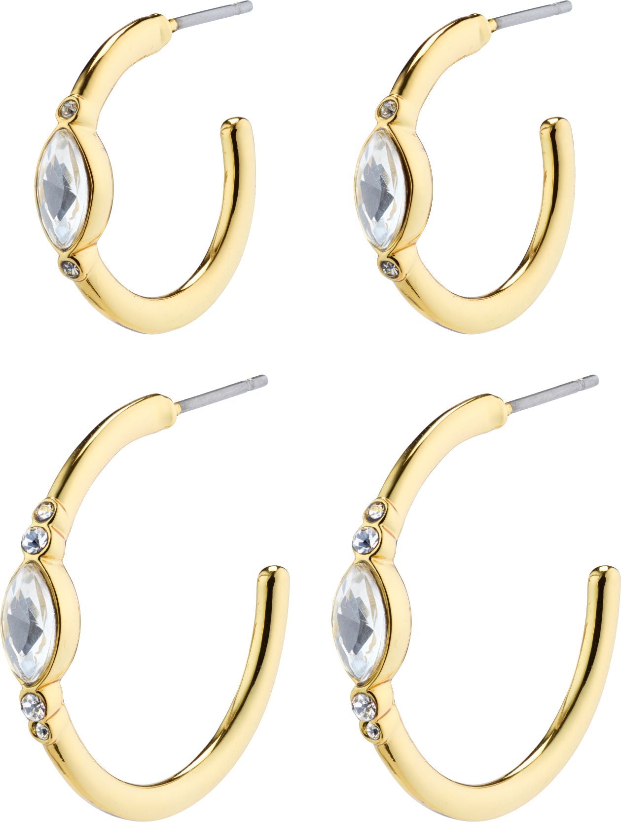 Alexandra Crystal hoop Earrings 2-1 set GOLD
