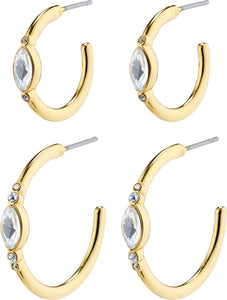 Alexandra Crystal hoop Earrings 2-1 set GOLD