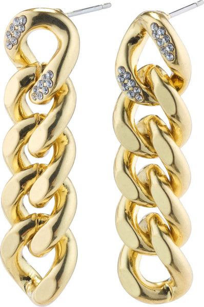 Cecilia Crystal Chain Earrings Gold