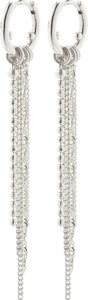 Nur Chain Fringe Hoop Earrings Silver