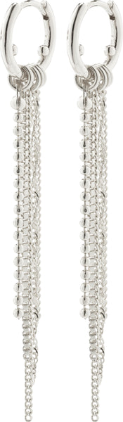 Nur Chain Fringe Hoop Earrings Silver
