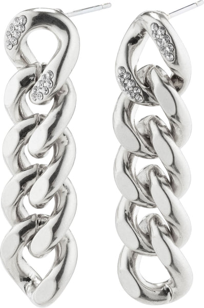 Cecilia Crystal Chain Earrings Silver