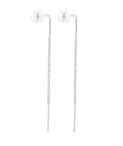 Elba Long Chain Pearl Earrings Silver