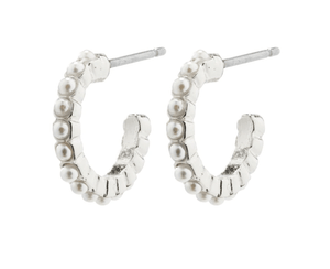 Ekta Pearl Hoops Silver