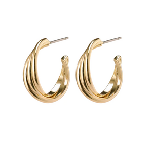 Jenifer Twirl Hoop Earrings Gold
